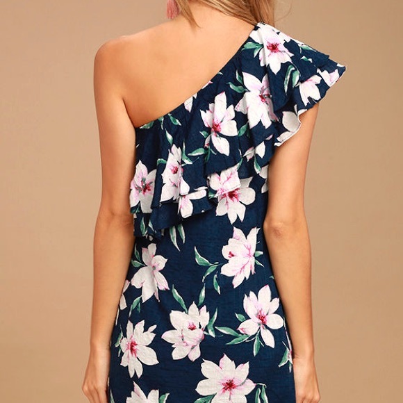 Lulus One Shoulder Ruffle Mini Dress - Picture 2 of 3